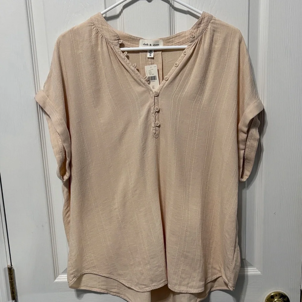 Cloth & Stone Light Beige Blouse New with Tags Size XL - Picture 3 of 9